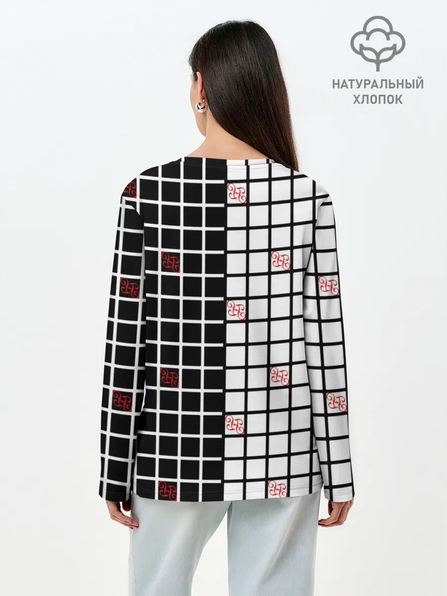 Лонгслив женский. Хлопок / Разносторонняя сетка Fumrre