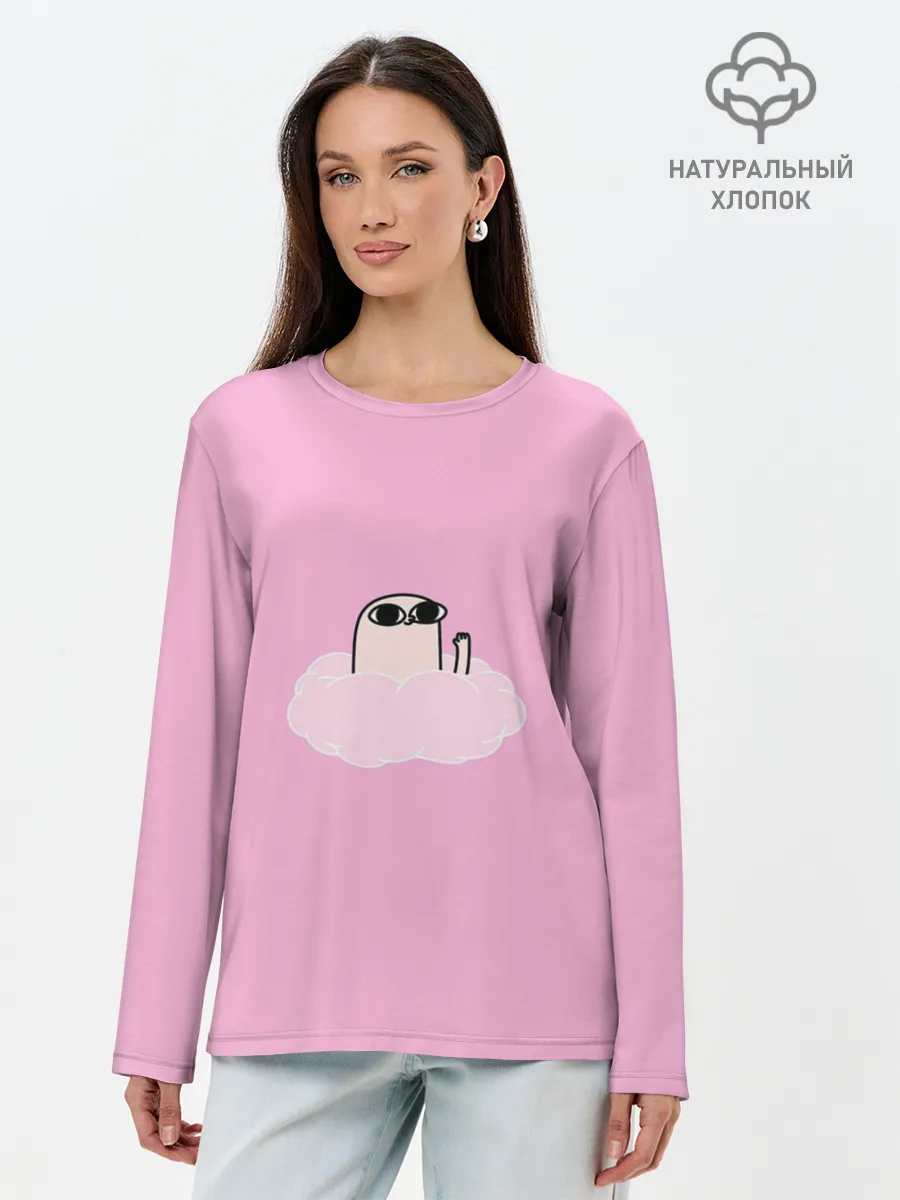 Лонгслив женский. Хлопок / мем