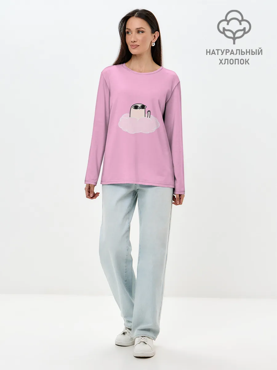 Лонгслив женский. Хлопок / мем