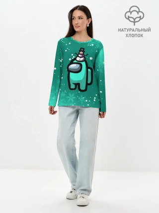 Лонгслив женский. Хлопок / AMONG US - СНЕЖНЫЙ