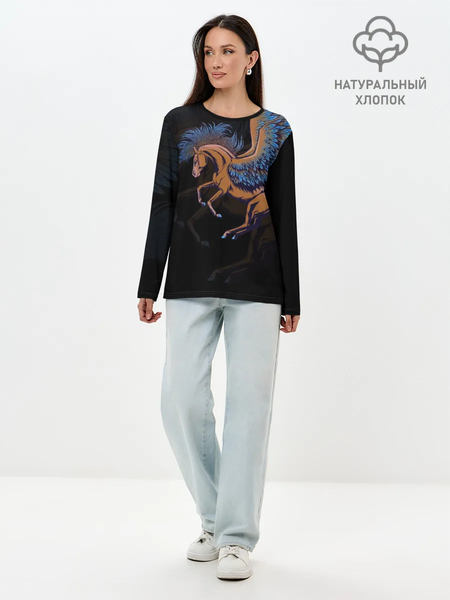 Лонгслив женский. Хлопок / Pegasus wings