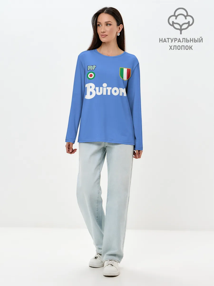 Лонгслив женский. Хлопок / Диего Марадона Наполи Ретро