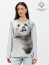 Лонгслив женский. Хлопок / серый котенок