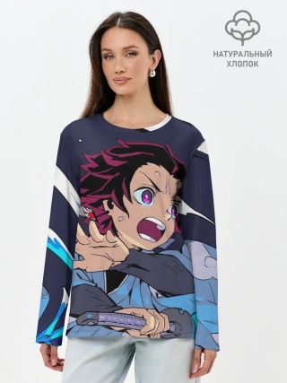 Лонгслив женский. Хлопок / Клинок Рассекающий Демонов
