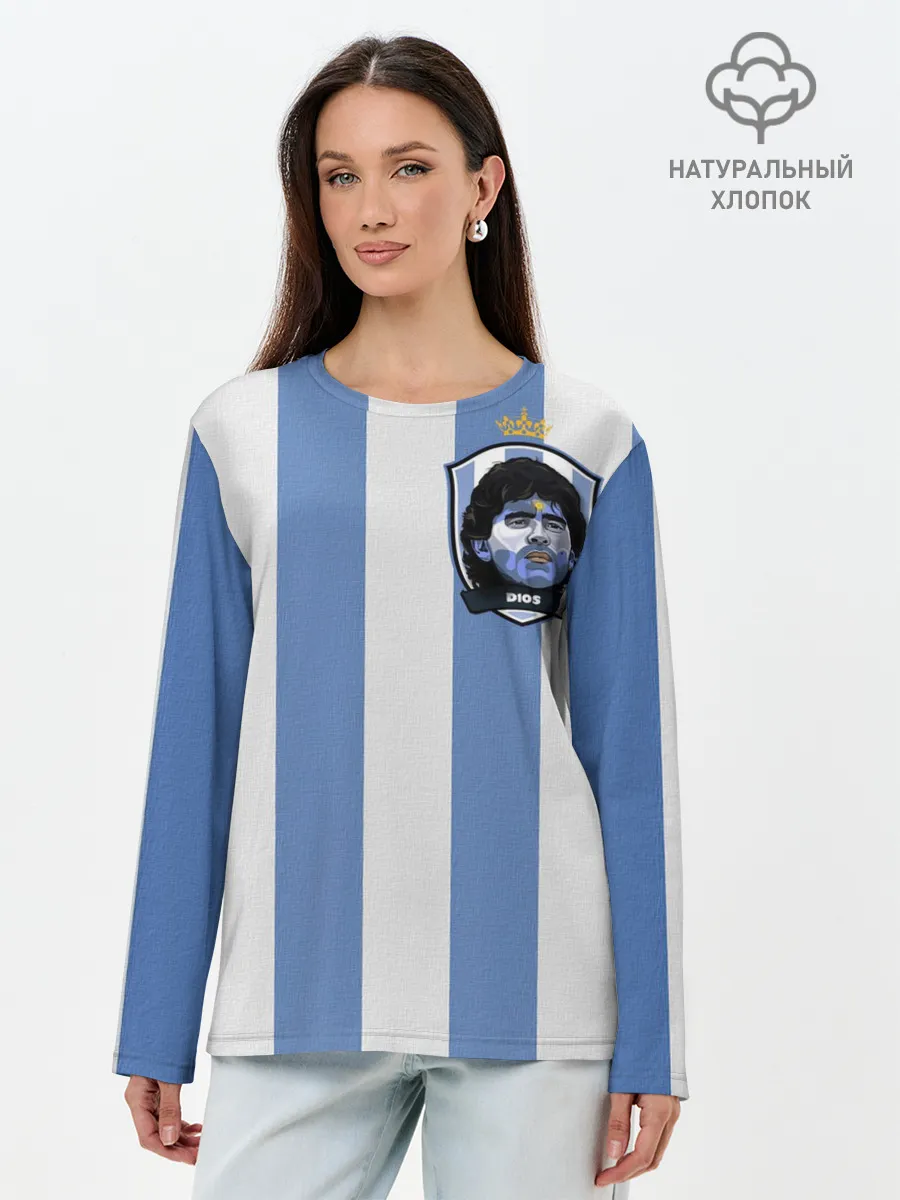 Лонгслив женский. Хлопок / Диего Армандо Марадона D10S