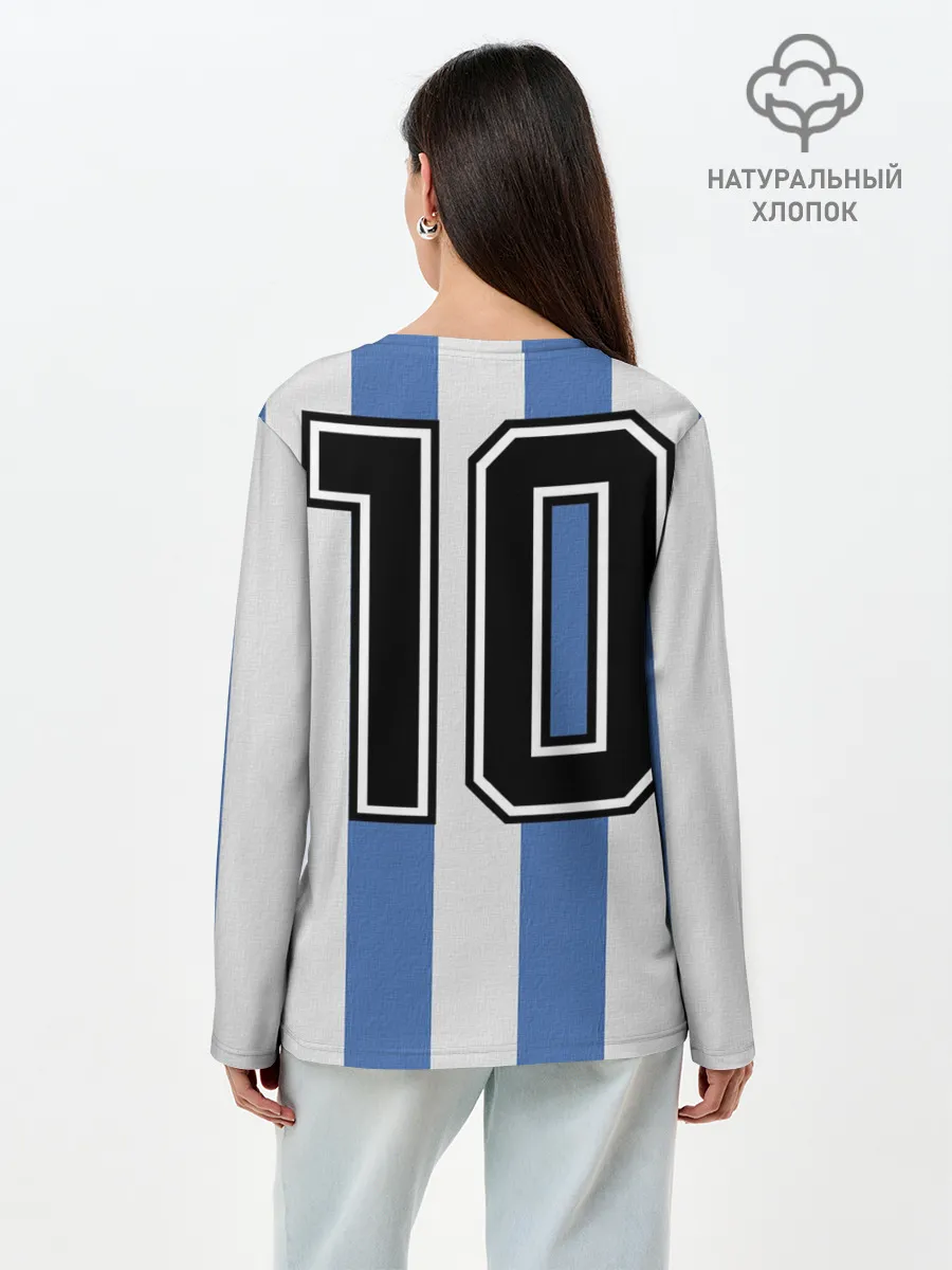 Лонгслив женский. Хлопок / Диего Армандо Марадона D10S