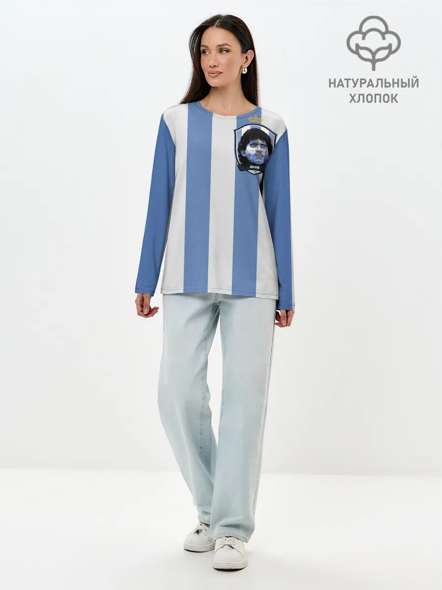 Лонгслив женский. Хлопок / Диего Армандо Марадона D10S