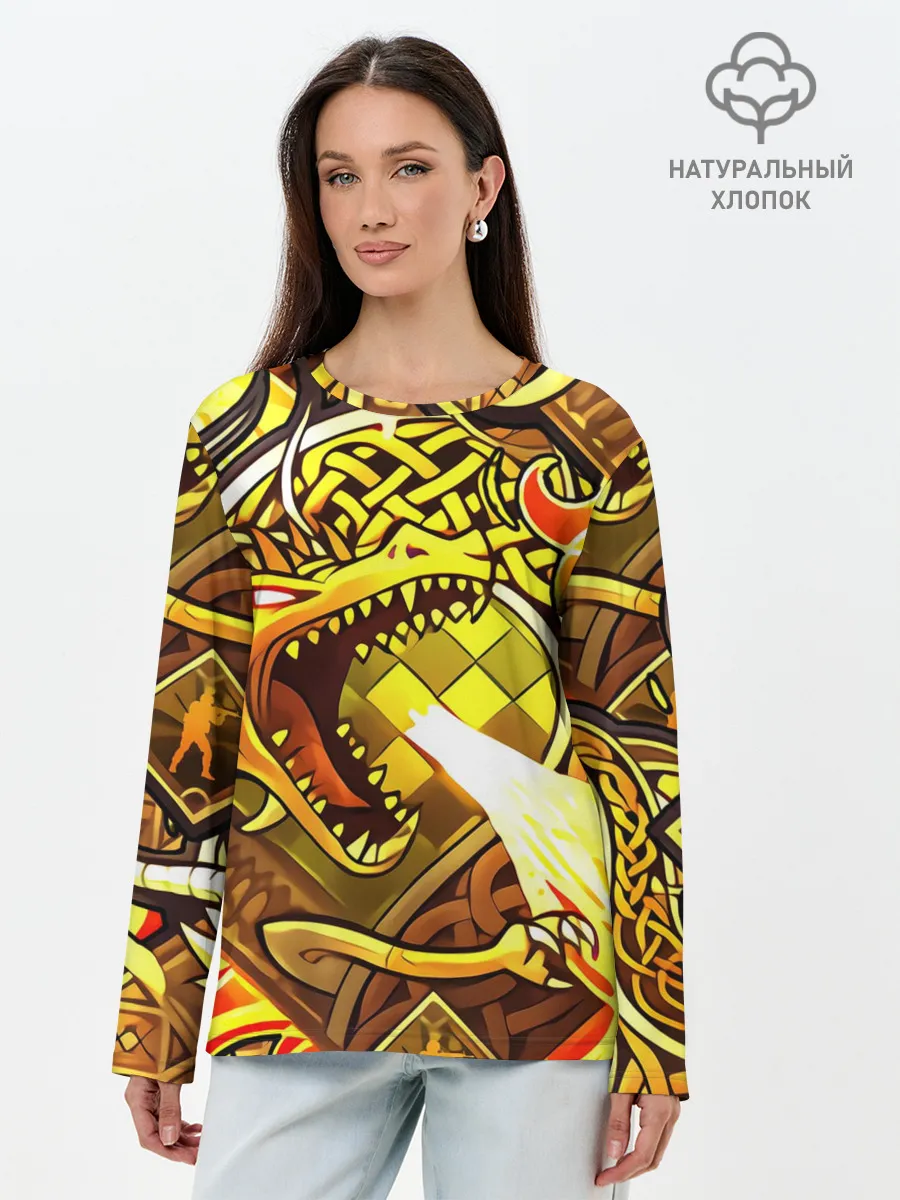 Лонгслив женский. Хлопок / CS GO - DRAGON LORE | ИСТОРИЯ О ДРАКОНЕ