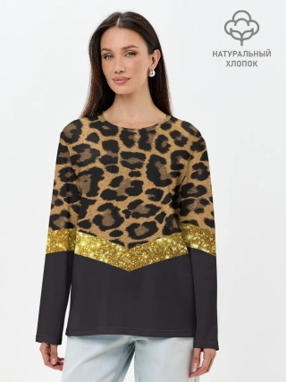 Лонгслив женский. Хлопок / Леопардовый принт