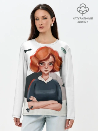 Лонгслив женский. Хлопок / Ход Королевы