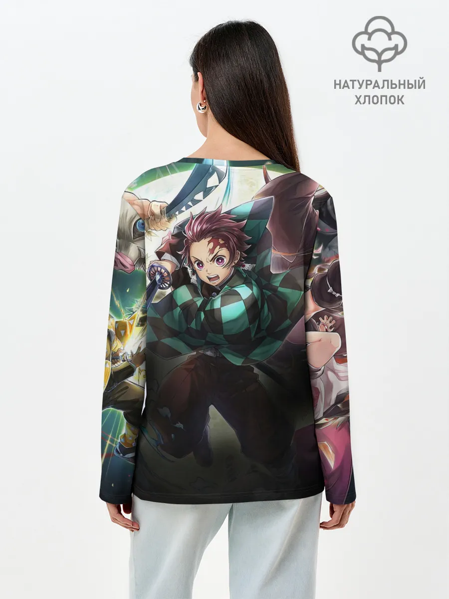 Лонгслив женский. Хлопок / КЛИНОК РАССЕКАЮЩИЙ ДЕМОНОВ