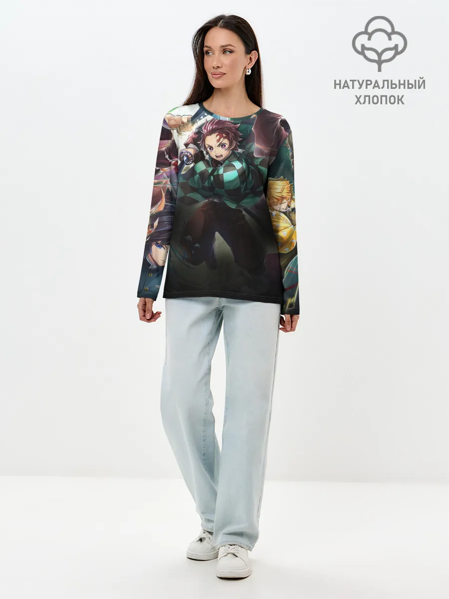 Лонгслив женский. Хлопок / КЛИНОК РАССЕКАЮЩИЙ ДЕМОНОВ