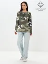 Лонгслив женский. Хлопок / Камуфляж с кляксами