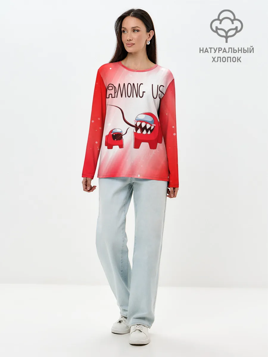 Лонгслив женский. Хлопок / AMONG US - Impostor + Mini