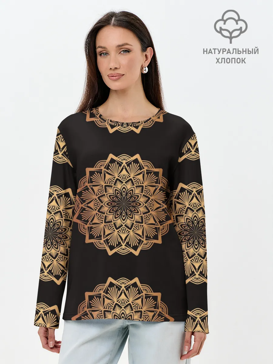 Лонгслив женский. Хлопок / Мандала