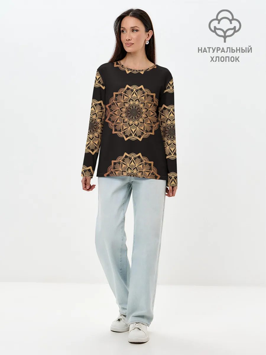 Лонгслив женский. Хлопок / Мандала