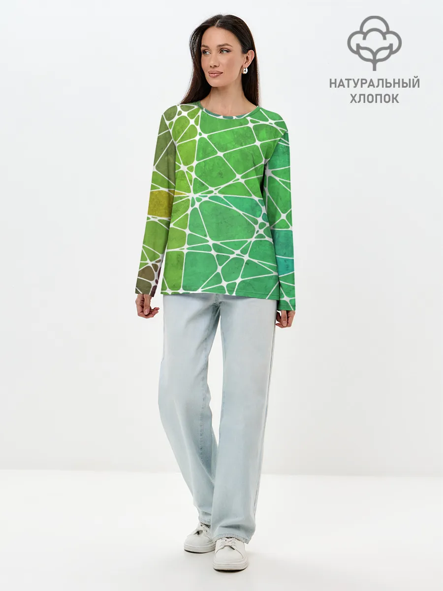 Лонгслив женский. Хлопок / Абстракция камень