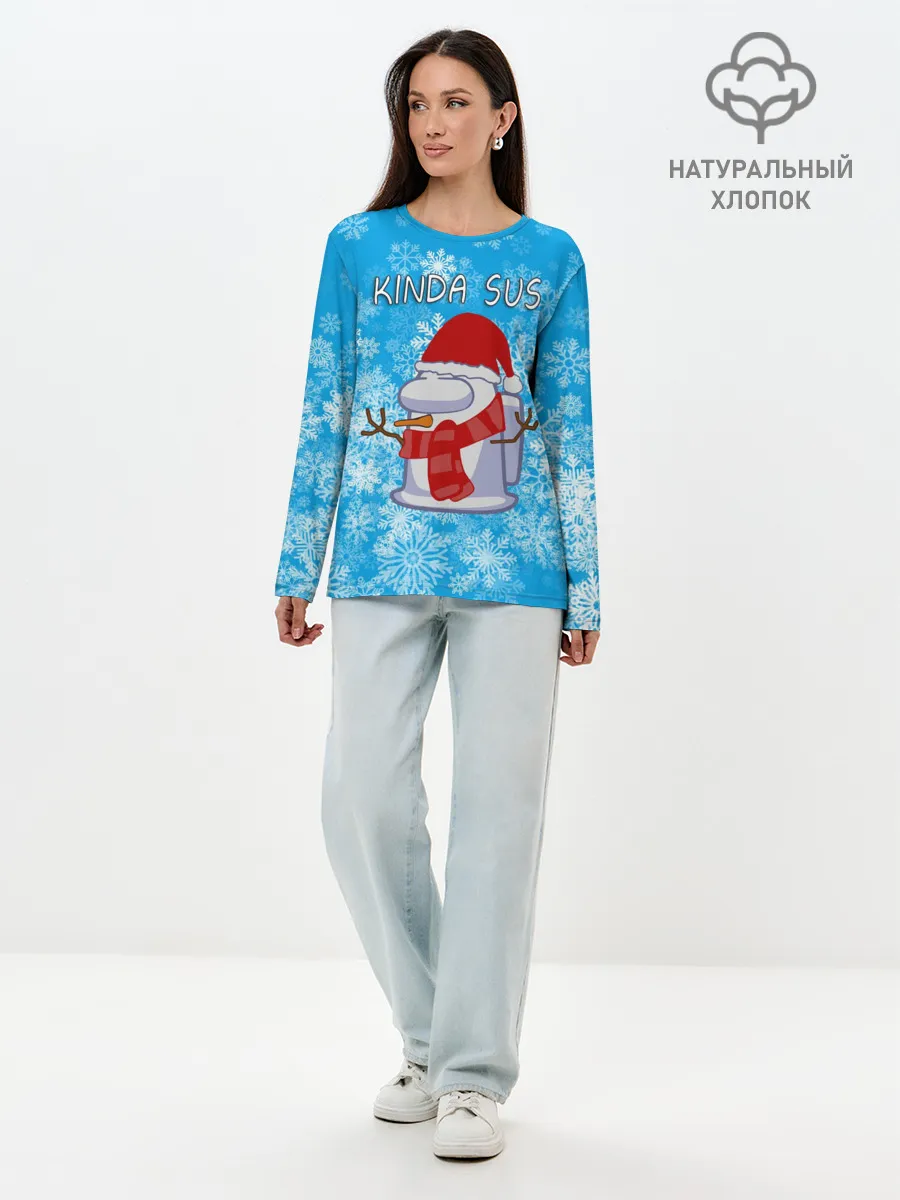 Лонгслив женский. Хлопок / AMONG US СНЕГОВИК