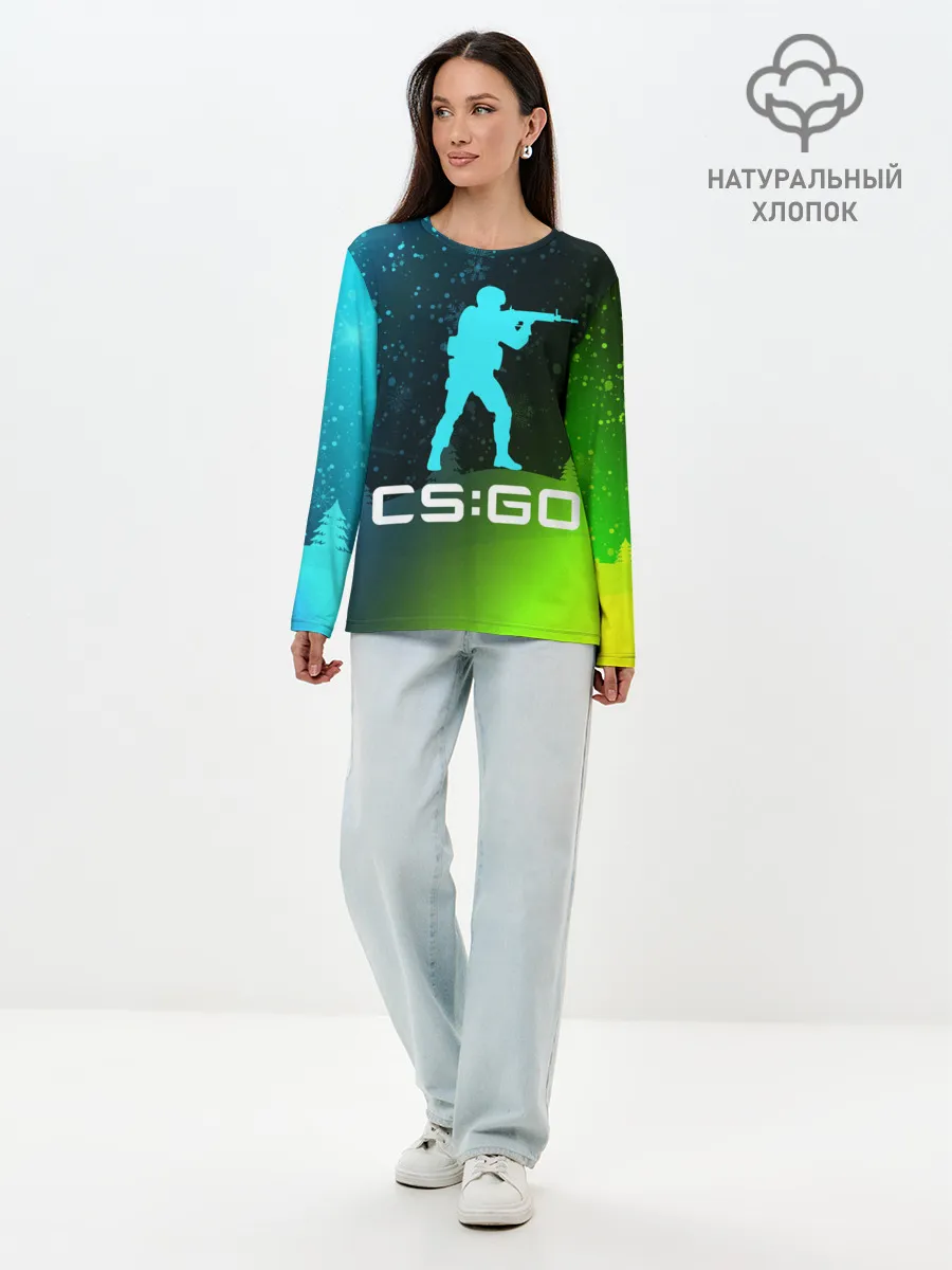 Лонгслив женский. Хлопок / CS GO | КС ГО - Снежный