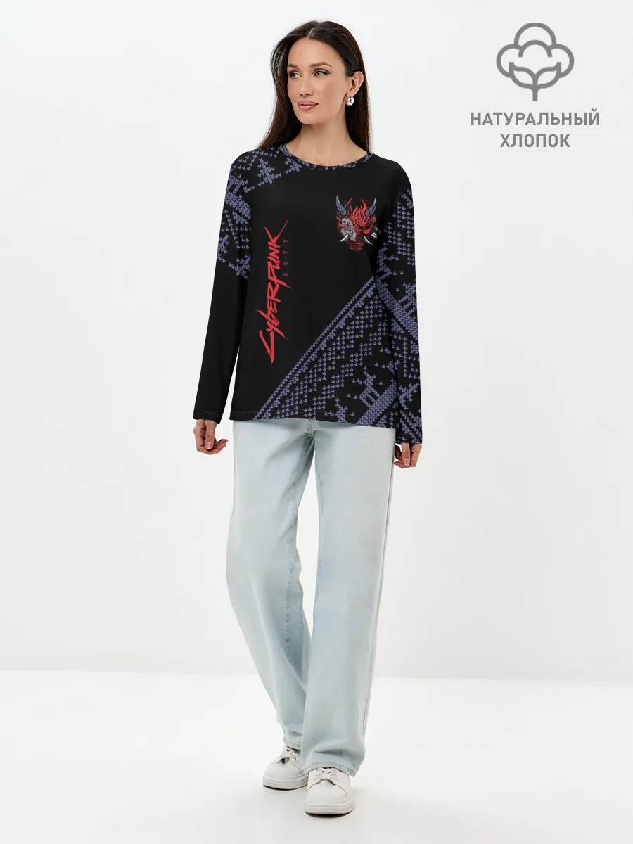 Лонгслив женский. Хлопок / CYBERPUNK 2077 - Новый Год