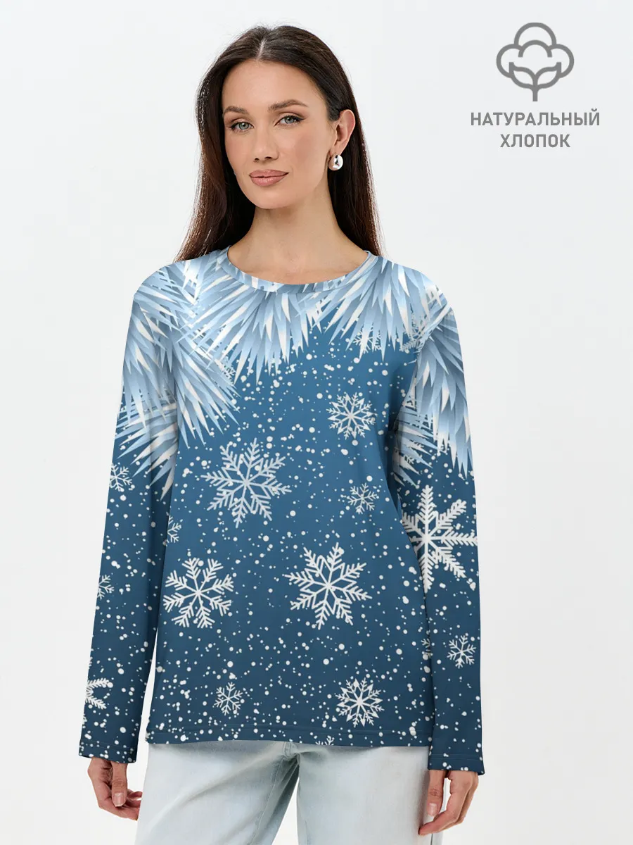 Лонгслив женский. Хлопок / Снежное Настроенние