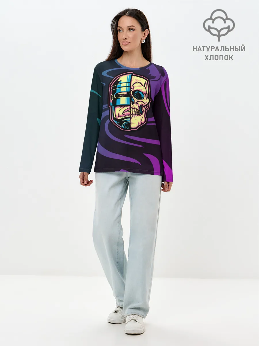 Лонгслив женский. Хлопок / Робот полицейский