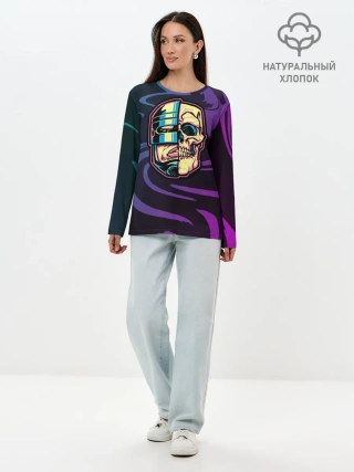 Лонгслив женский. Хлопок / Робот полицейский