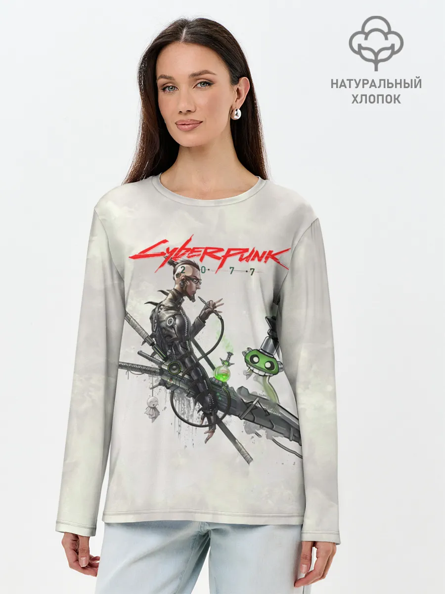 Лонгслив женский. Хлопок / CYBERPUNK 2077