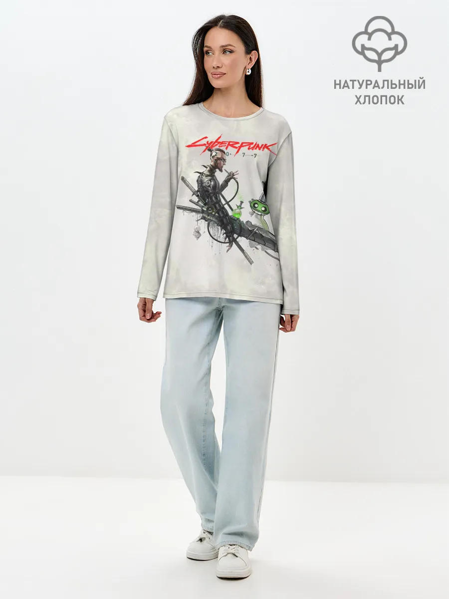 Лонгслив женский. Хлопок / CYBERPUNK 2077