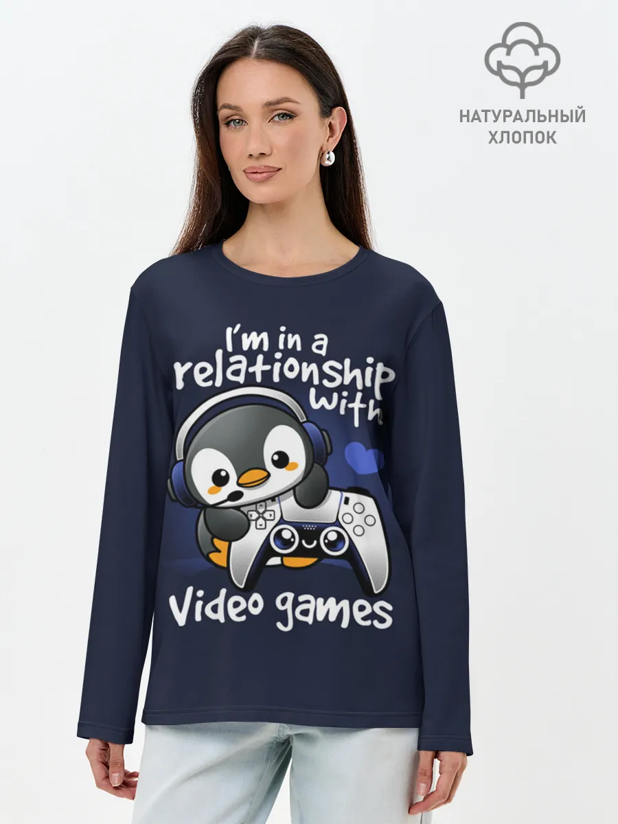 Лонгслив женский. Хлопок / У меня отношения с играми