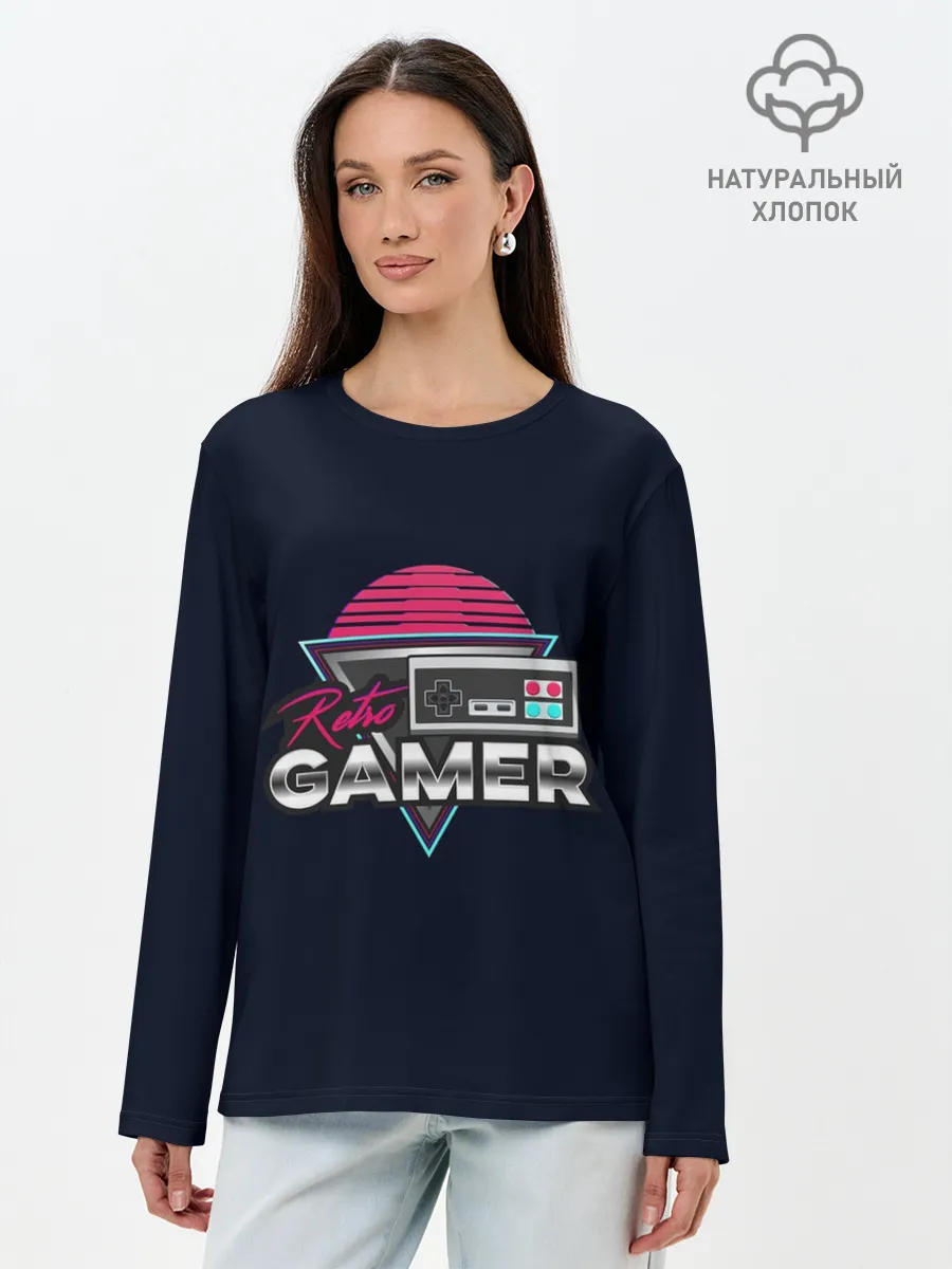 Лонгслив женский. Хлопок / Retro Gamer