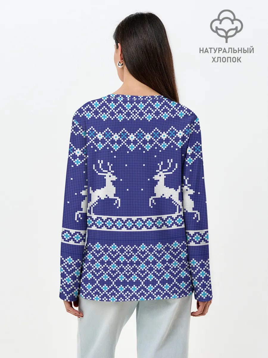 Лонгслив женский. Хлопок / Олени