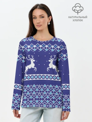 Лонгслив женский. Хлопок / Олени