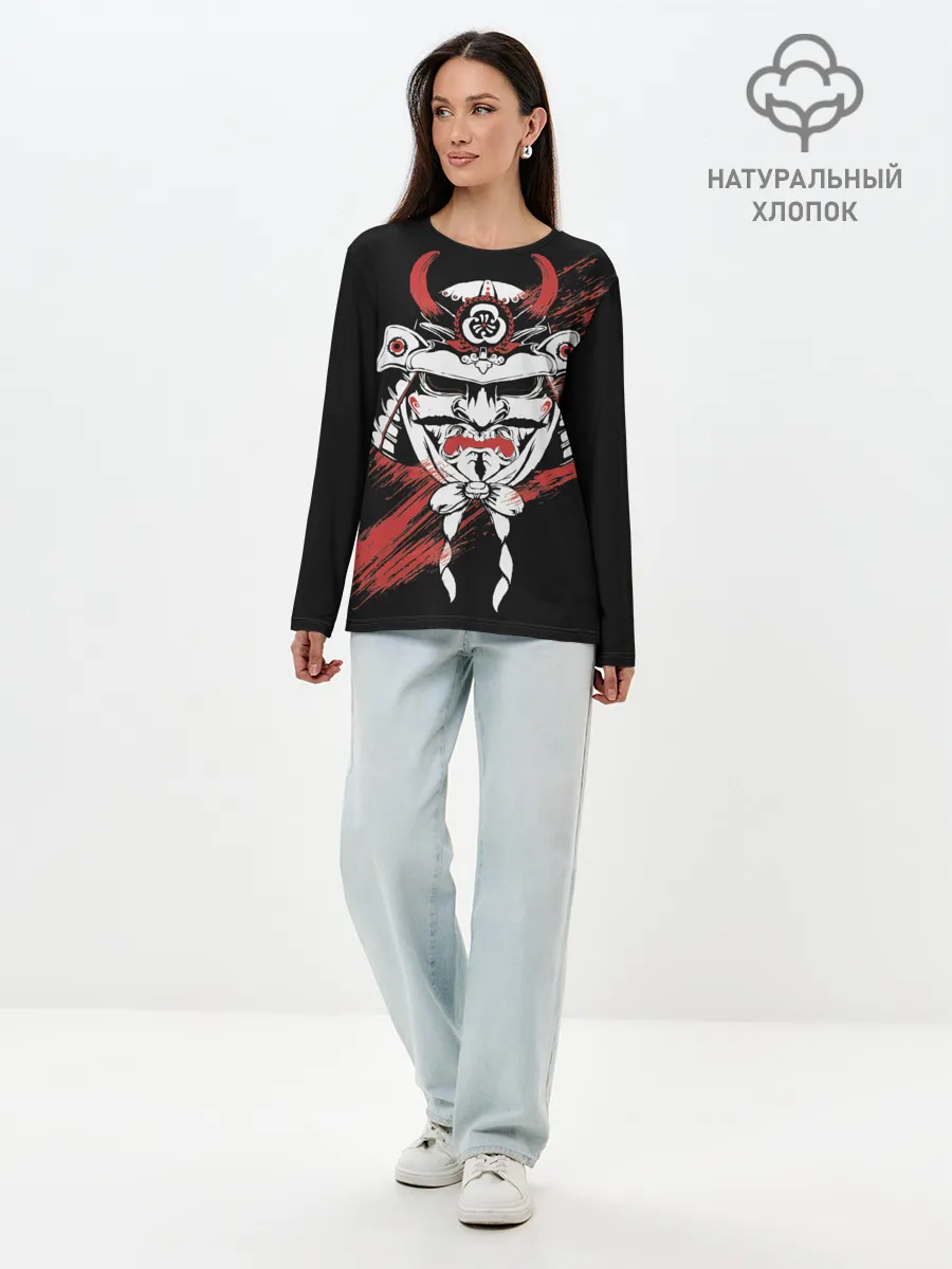 Лонгслив женский. Хлопок / Самурай Маска