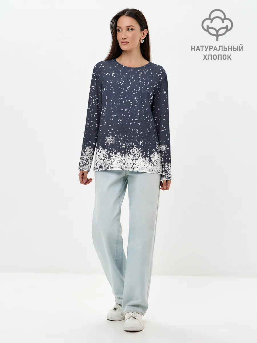 Лонгслив женский. Хлопок / Атмосфера нового года