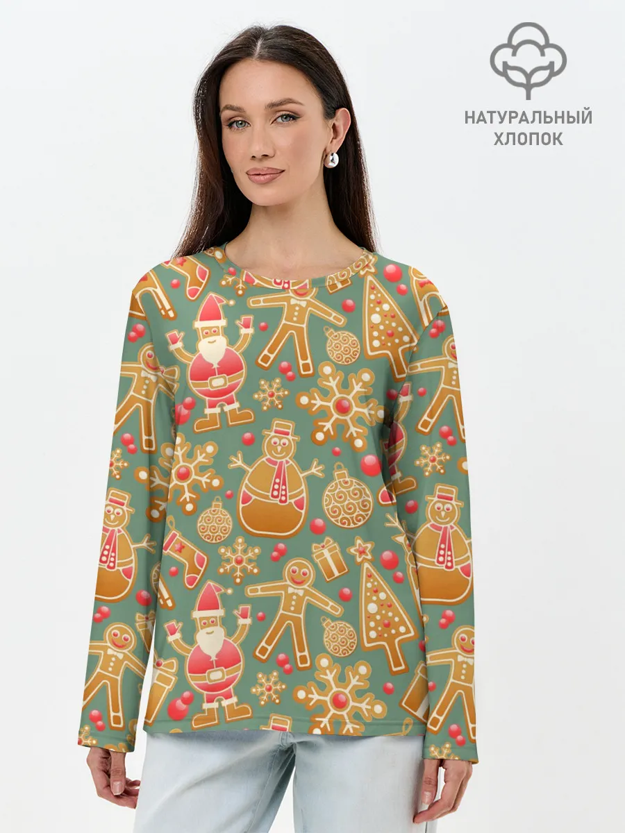 Лонгслив женский. Хлопок / Новый год 2021