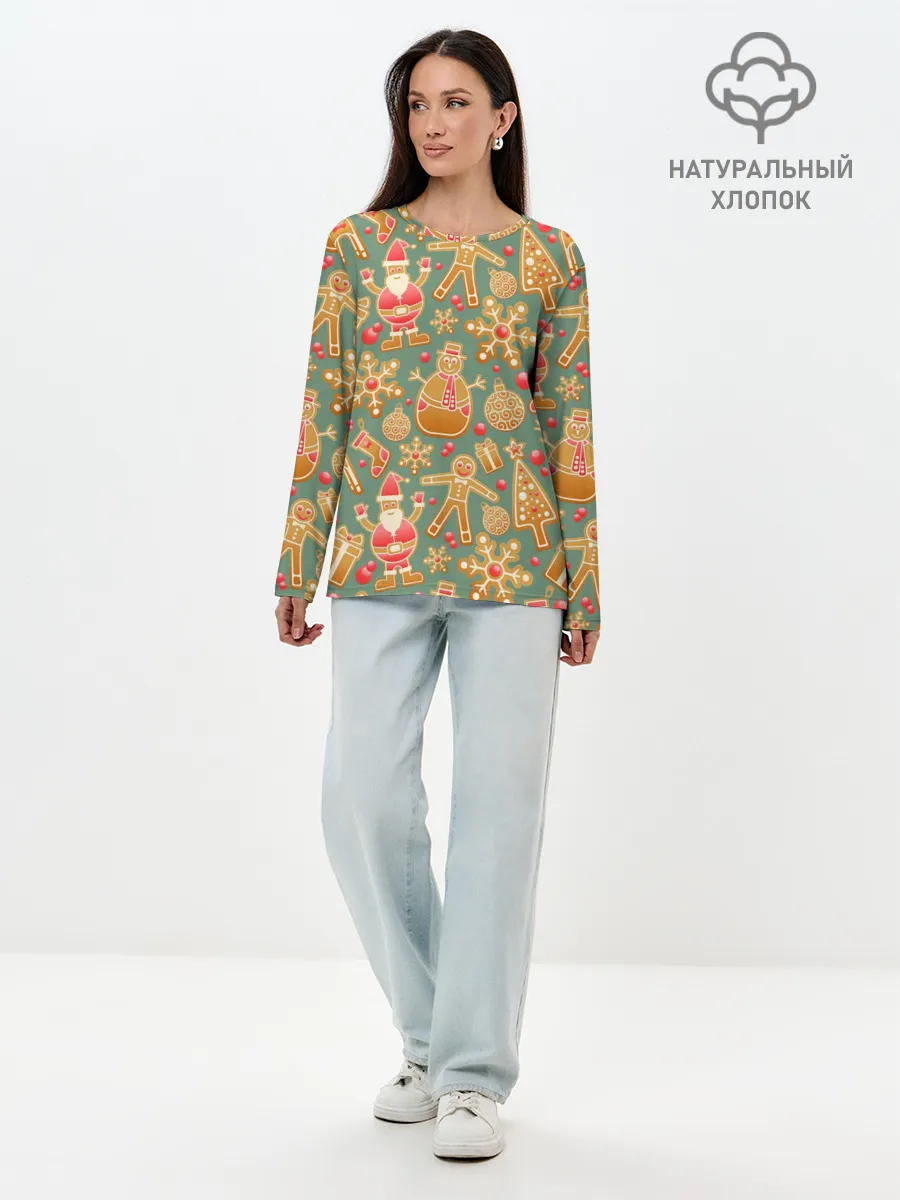 Лонгслив женский. Хлопок / Новый год 2021