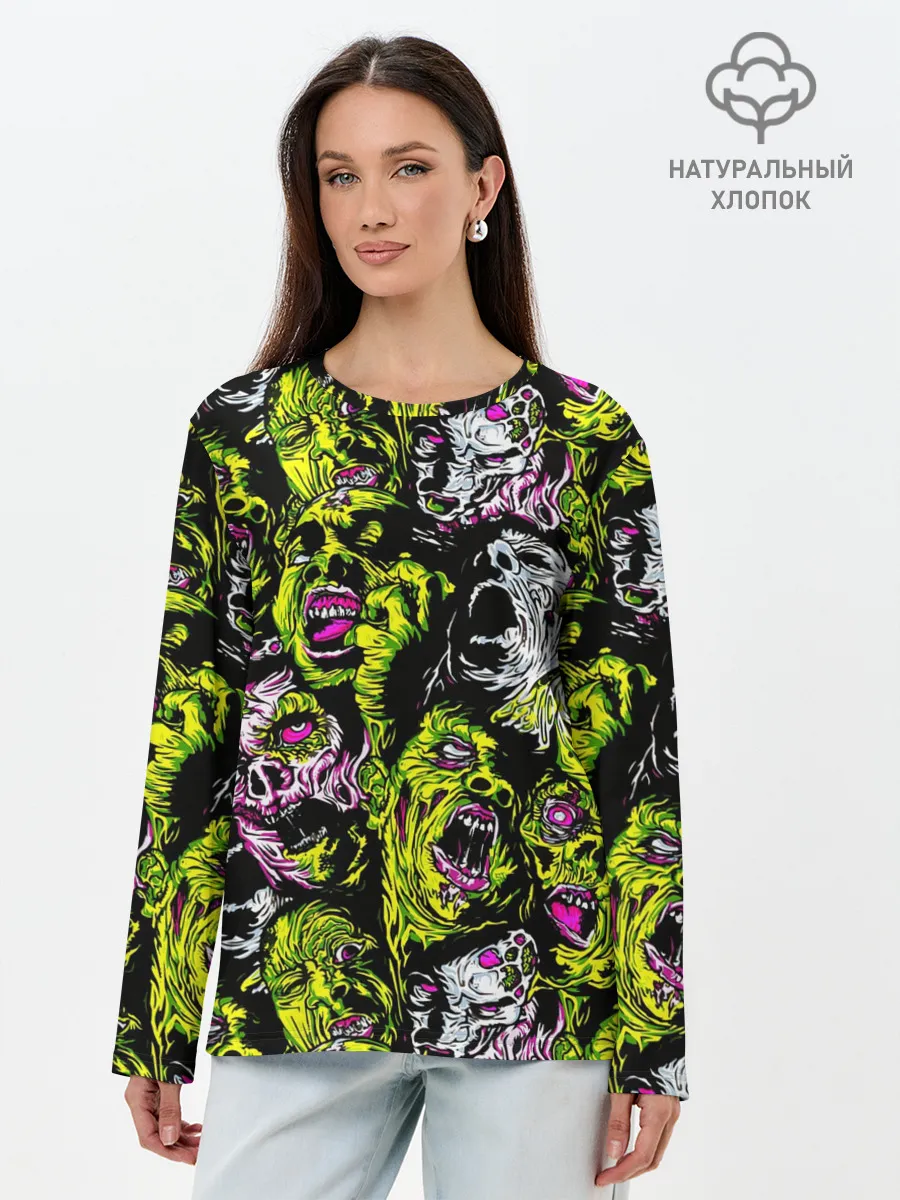 Лонгслив женский. Хлопок / ЗОМБИ