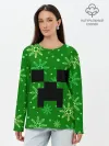 Лонгслив женский. Хлопок / ЗИМНИЙ MINECRAFT