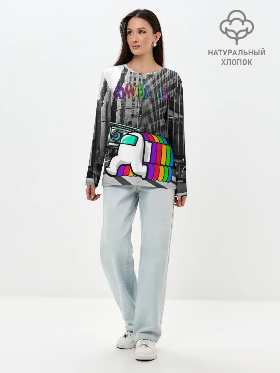 Лонгслив женский. Хлопок / Among Us по улицам Нью-Йорка