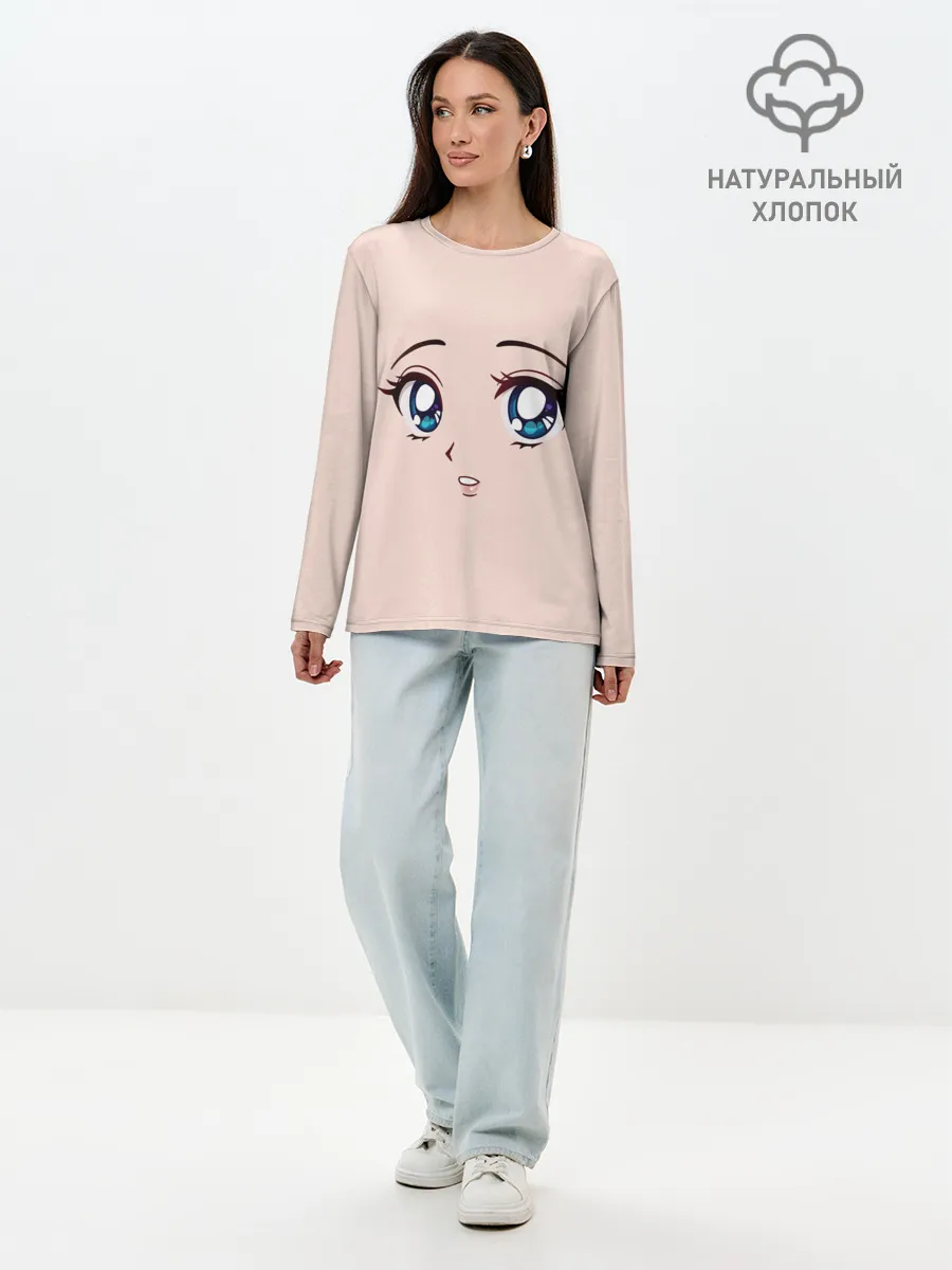 Лонгслив женский. Хлопок / Surprised anime face