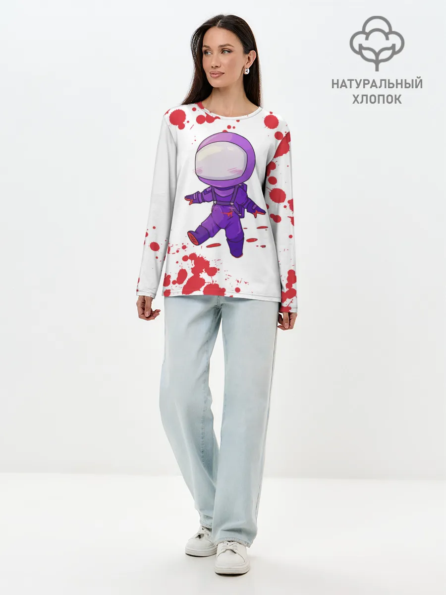 Лонгслив женский. Хлопок / AMONG US - Импостор Покушал