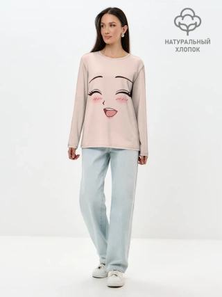 Лонгслив женский. Хлопок / Сonfused anime face