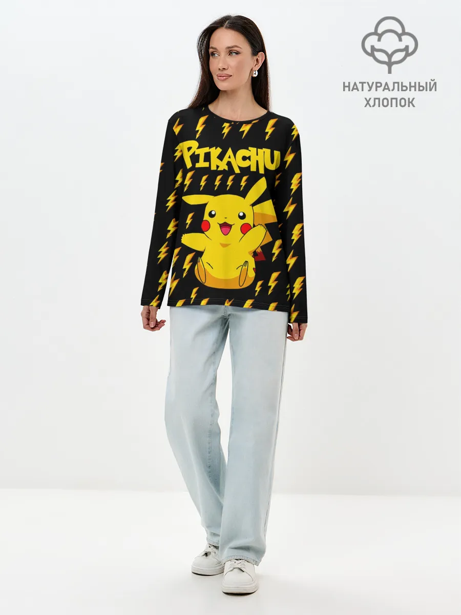 Лонгслив женский. Хлопок / ПИКАЧУ