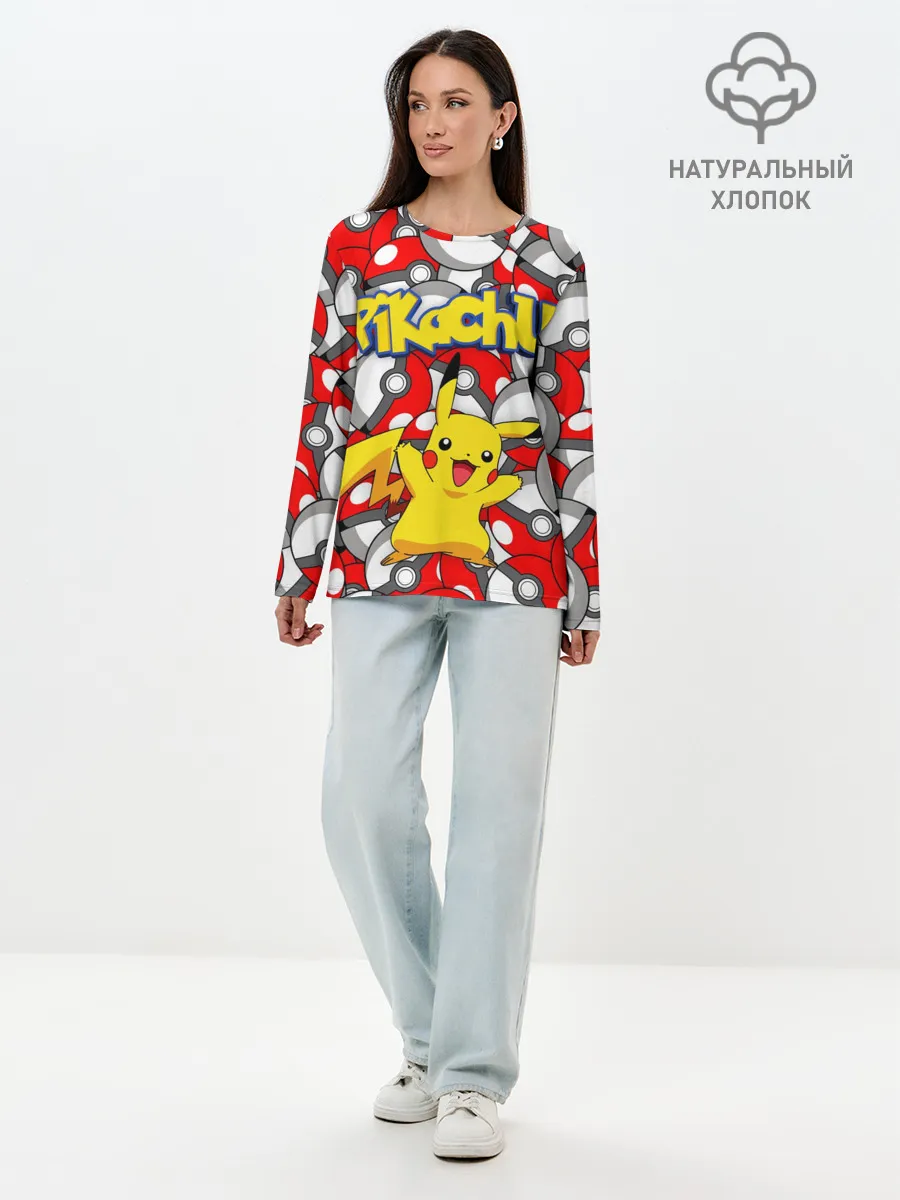Лонгслив женский. Хлопок / ПИКАЧУ