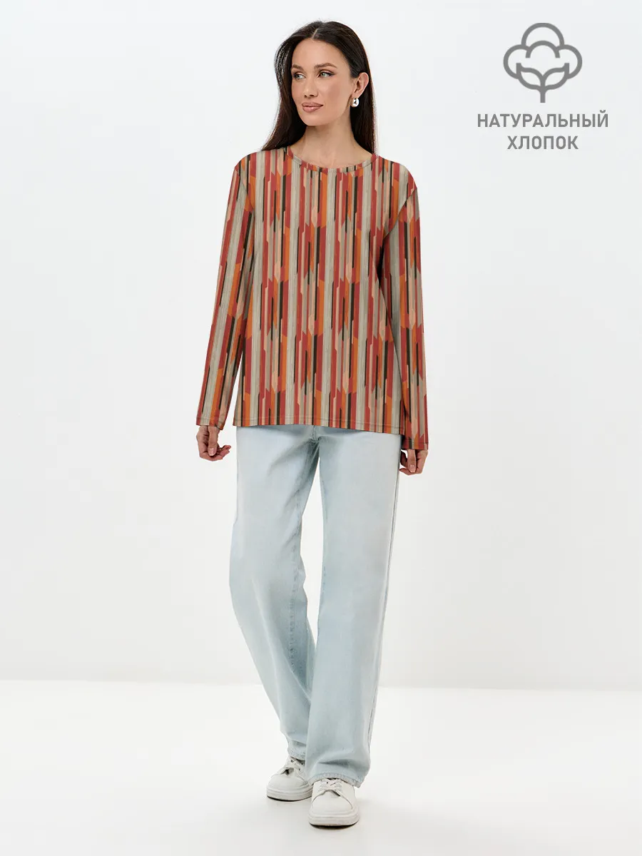 Лонгслив женский. Хлопок / Ритм полос