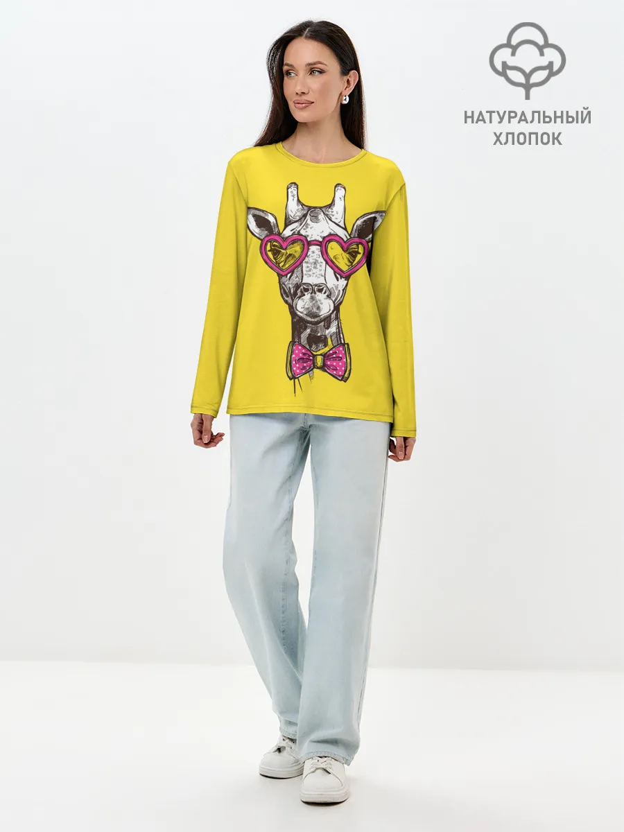 Лонгслив женский. Хлопок / Жираф