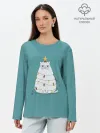 Лонгслив женский. Хлопок / Кото-ёлка