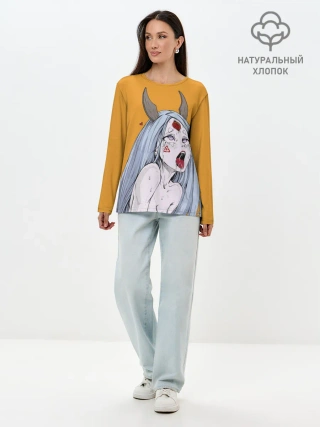 Лонгслив женский. Хлопок / Ahegao Kaguya