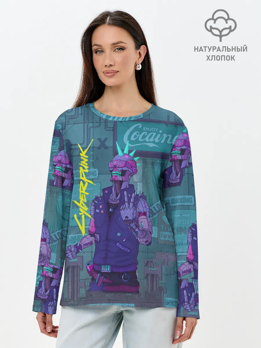 Лонгслив женский. Хлопок / Cyberpunk 2077